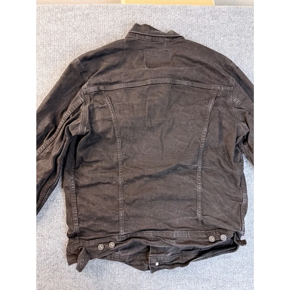Levis Trucker Jacket Mens LT Large Tall Black Denim Faded Workwear Bangladesh